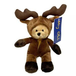 My OLi Bear Reindeer Antlers Hoodie Costume Stuffed Plush Animal Brand New NWT